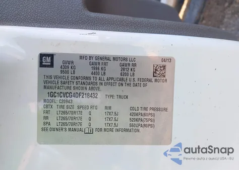 2013 Chevrolet Silverado 2500Hd Work Truck из США, поврежденный, VIN 1GC1CVCG4DF218432